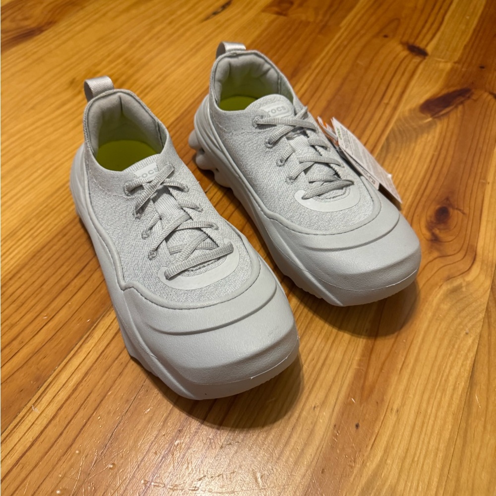 CROCS Light Gray Platform Athletic Lace-Up Sneakers - Picture 7 of 10
